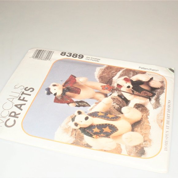 1996 McCall's Crafts SNOW BEARIES McCall's Pattern #8389 Bear Sewing Pattern - Picture 2 of 2